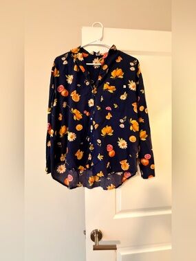 Only Navy Citrus & Floral Button-Down Shirt